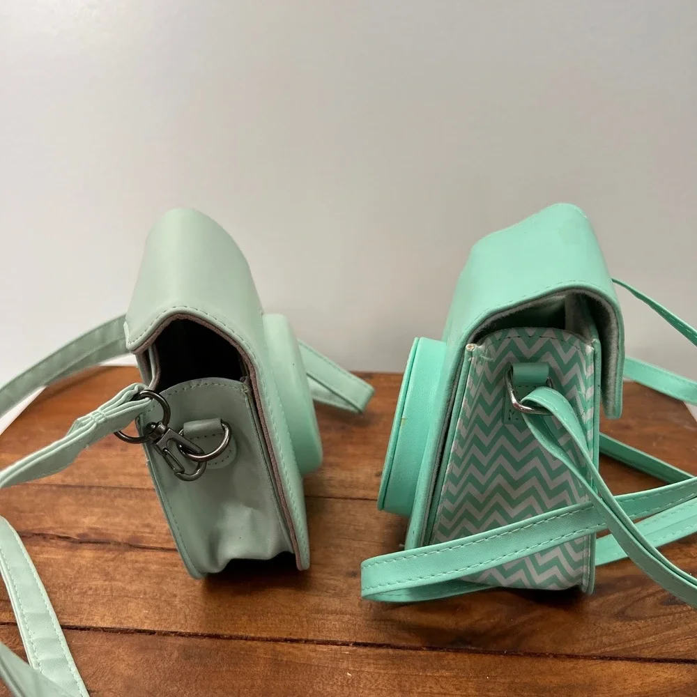 Set of 2 Instax Camera Cases Mint Green and Teal Chevron Instant Film Covers